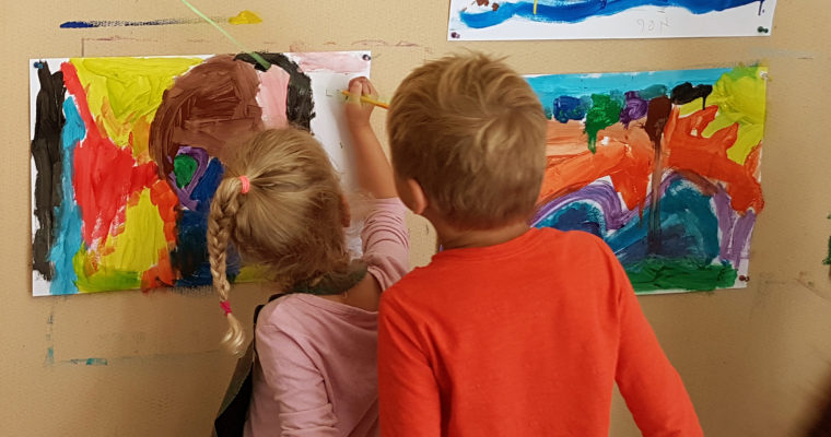 An open studio setting in a kindergarten day 3 – The Painting Wall